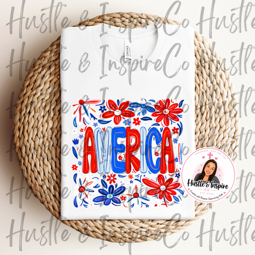 America Floral Tee
